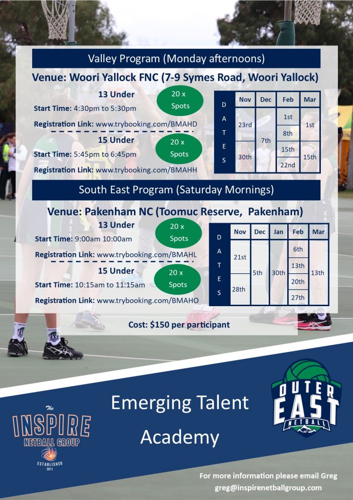 Netball Emerging Talent Academy Outer East Football Netball